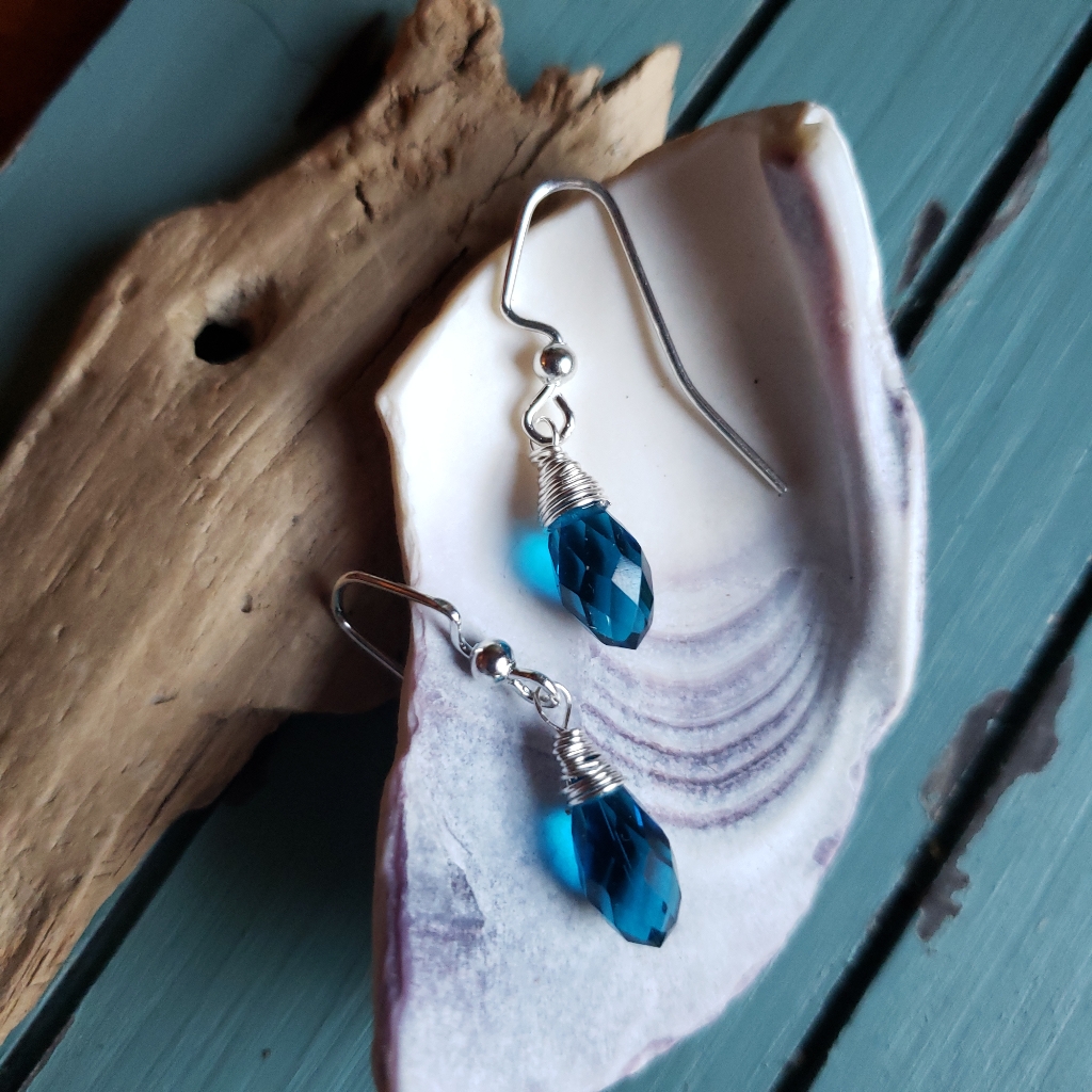 Handmade Wire Wrapped Swarovski Teardrop Crystal Earrings
